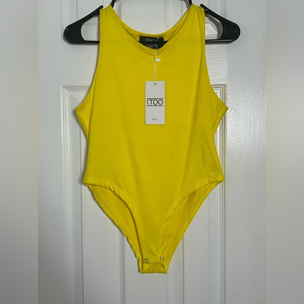 Yellow Bodysuit with Sleeveless Design Size S